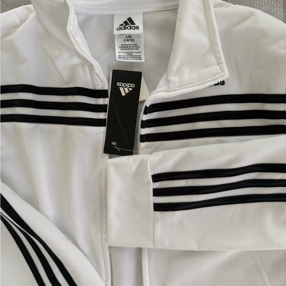 Adidas White Jacket with Black Stripes